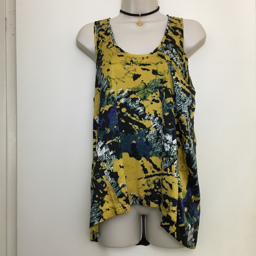 Silence+Noise Mustard Yellow Floral Hi-Lo Tank Top
